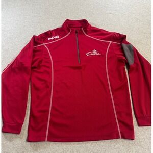 Ping 1/4 Zip Pullover Mens Red Good FCA Fellowship of Christian Athletes Logo